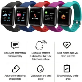 116plus 12 In 1 Waterproof Smart Watch Sports Fitness Tracker with Heart Rate Monitor for Men and Women