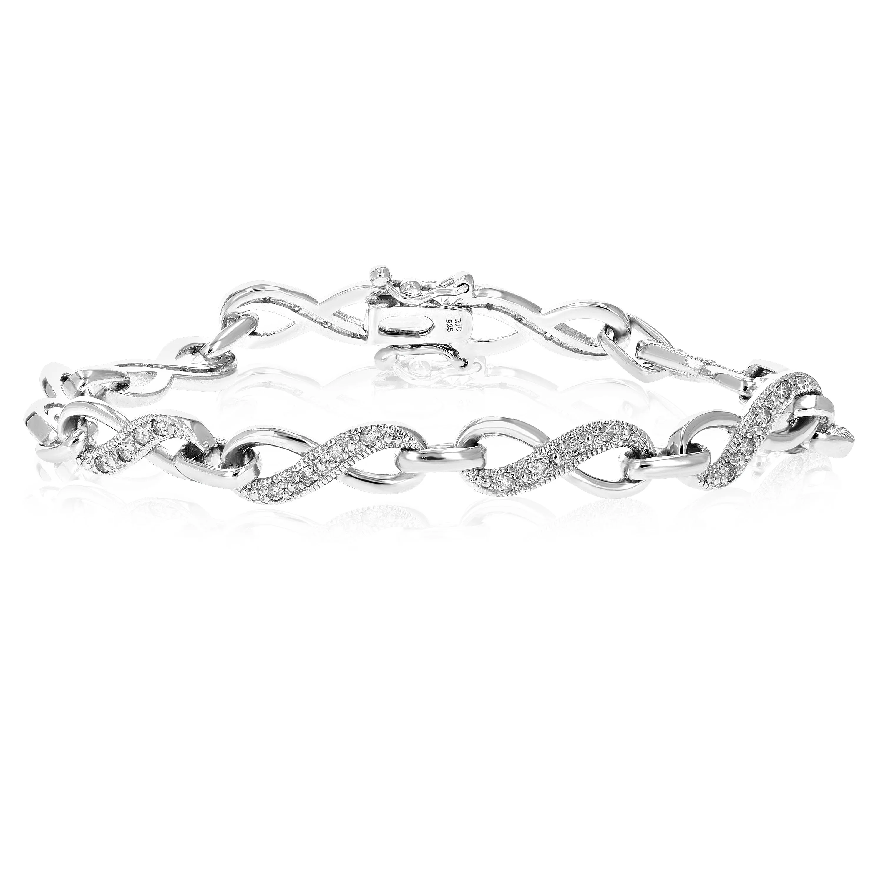 1/2 cttw Diamond Infinity Link Tennis Bracelet in Sterling Silver