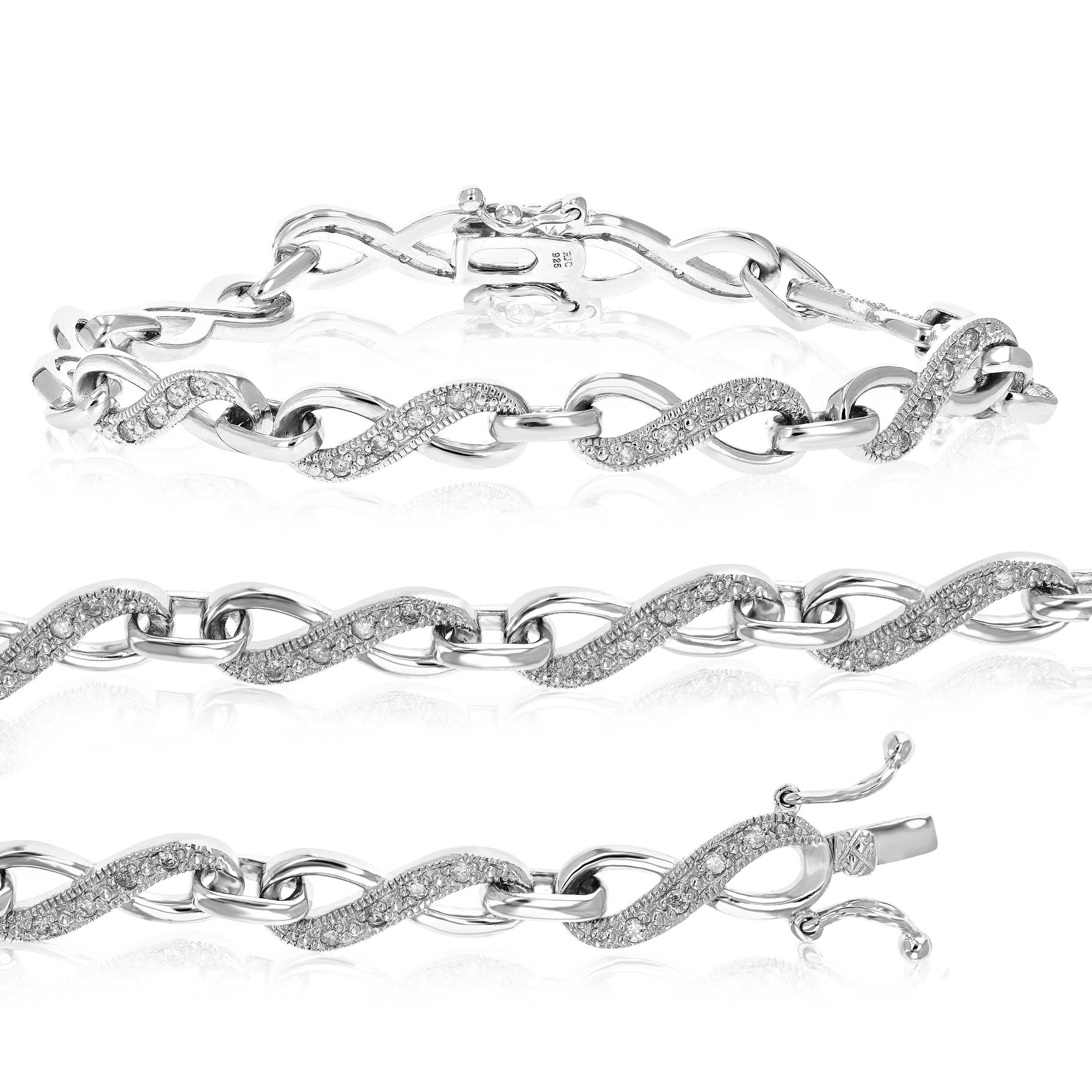 1/2 cttw Diamond Infinity Link Tennis Bracelet in Sterling Silver