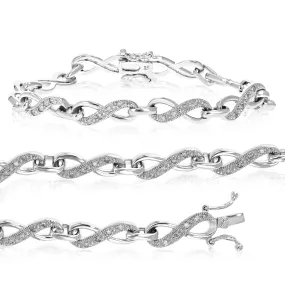1/2 cttw Diamond Infinity Link Tennis Bracelet in Sterling Silver