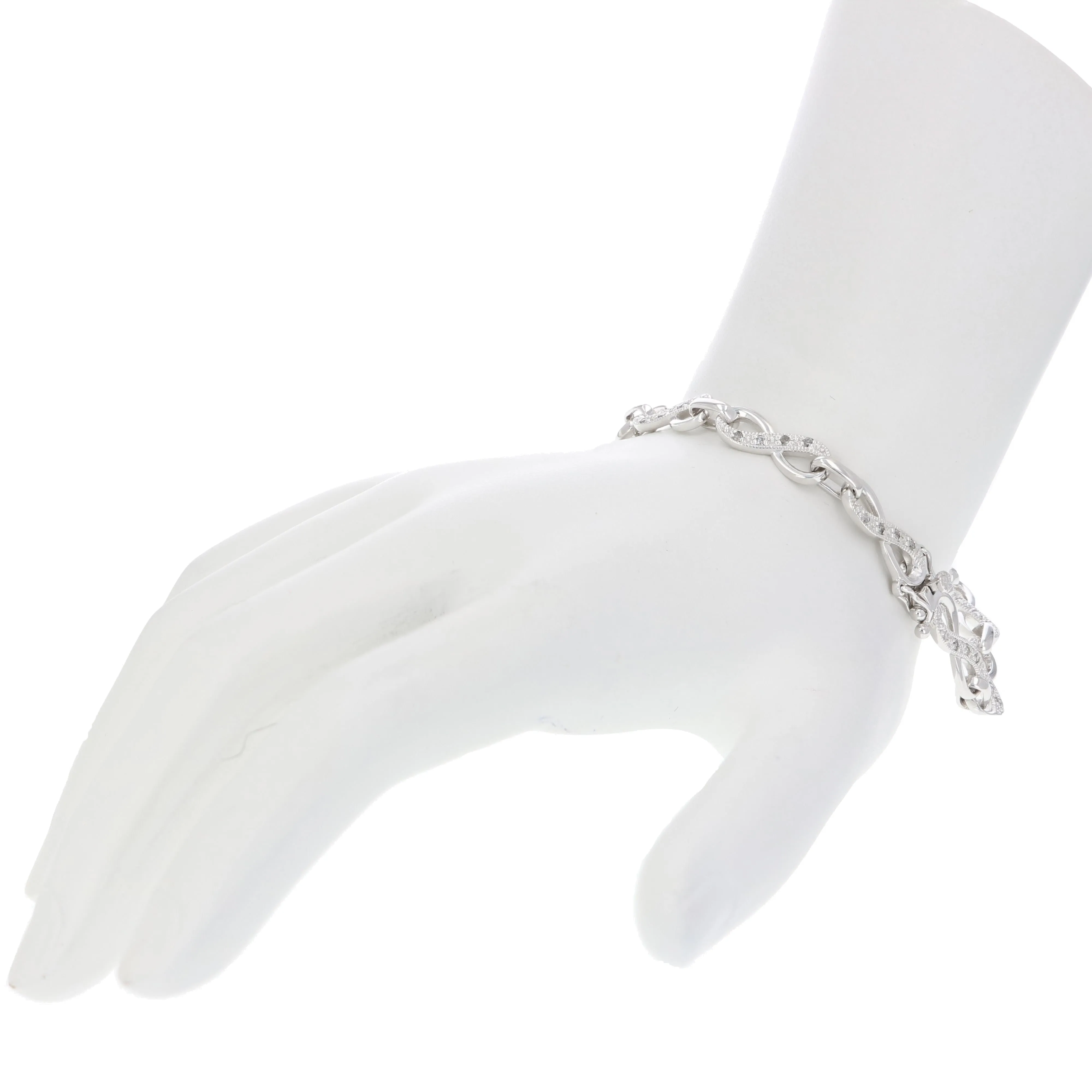 1/2 cttw Diamond Infinity Link Tennis Bracelet in Sterling Silver