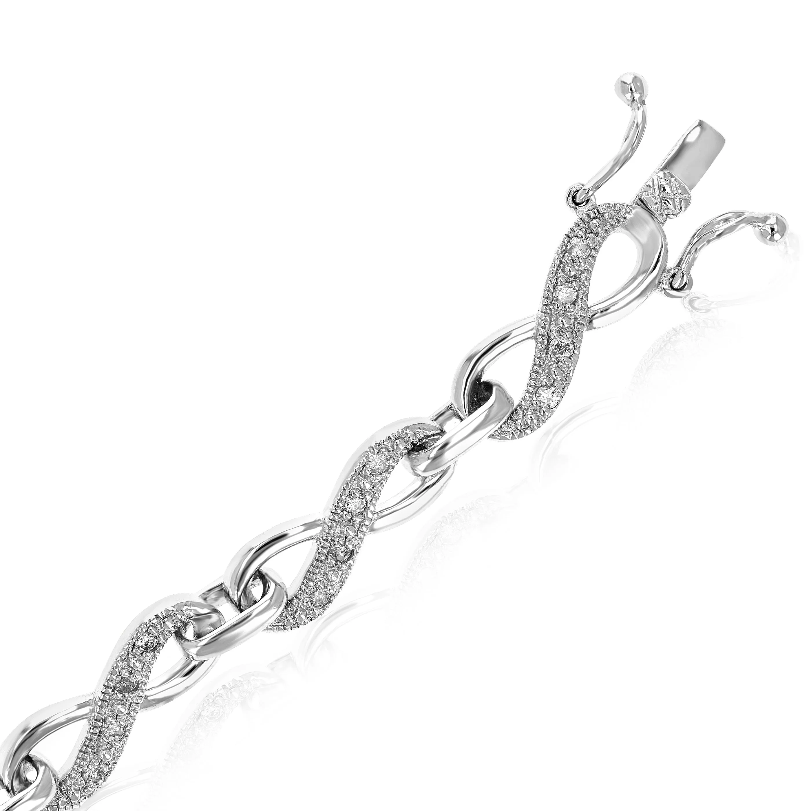 1/2 cttw Diamond Infinity Link Tennis Bracelet in Sterling Silver