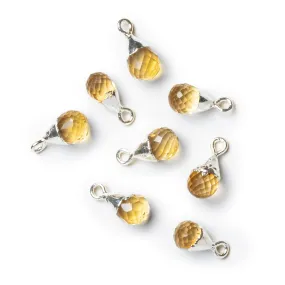 13x7mm Silver Leafed Citrine Faceted Teardrop Pendant 1 Bead