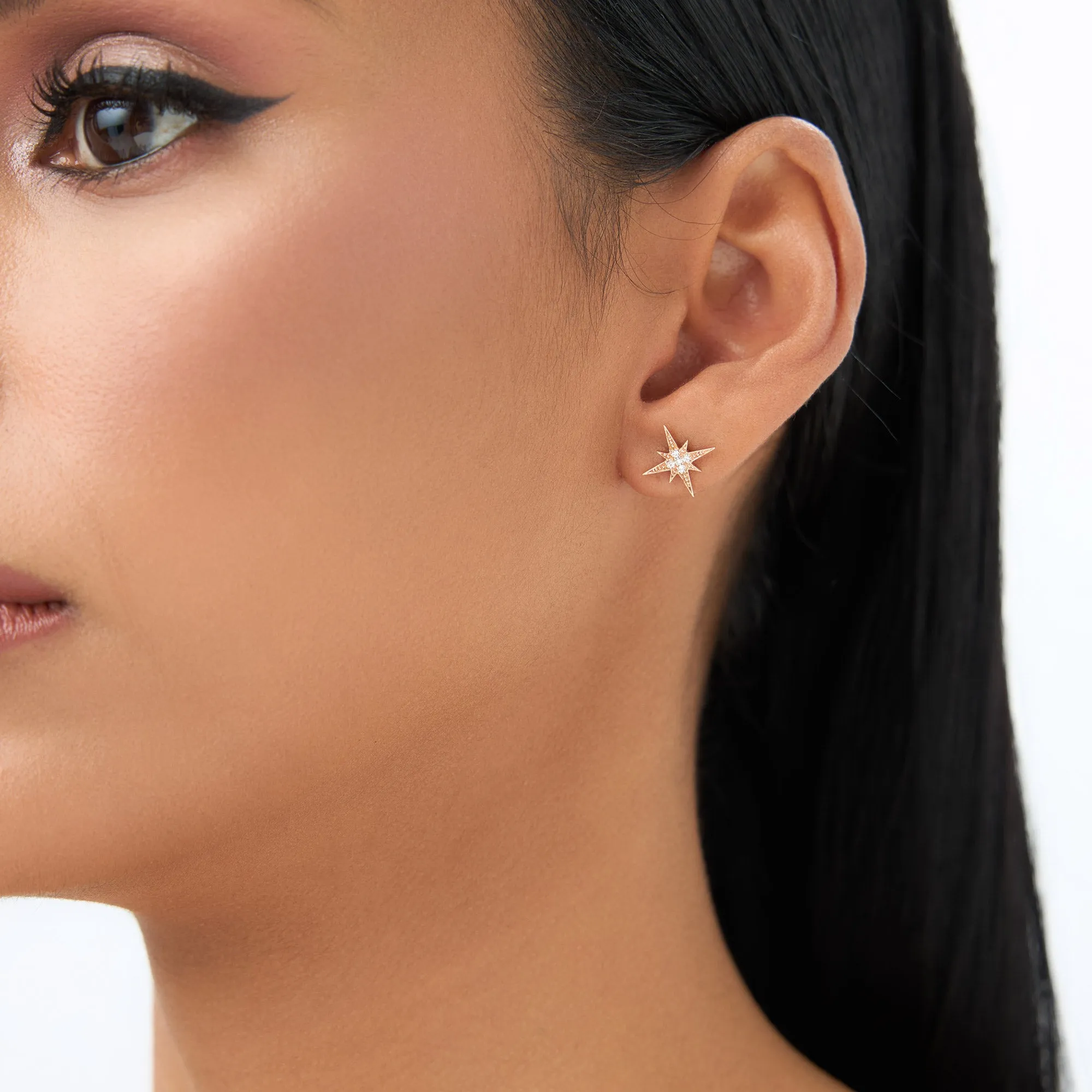 14K Gold Starburst Diamond Earrings