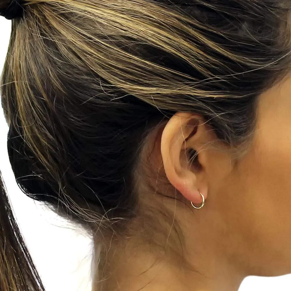 14k Solid Gold Endless Hoop Earrings Sizes 10mm - 20mm and 3-Pair Sets, 14k Gold Thin Hoop Earrings, Cartilage Earrings, Helix Earring, Nose Hoop, Tragus Earring, 100% Real 14k Gold