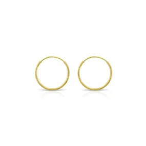 14k Solid Gold Endless Hoop Earrings Sizes 10mm - 20mm and 3-Pair Sets, 14k Gold Thin Hoop Earrings, Cartilage Earrings, Helix Earring, Nose Hoop, Tragus Earring, 100% Real 14k Gold