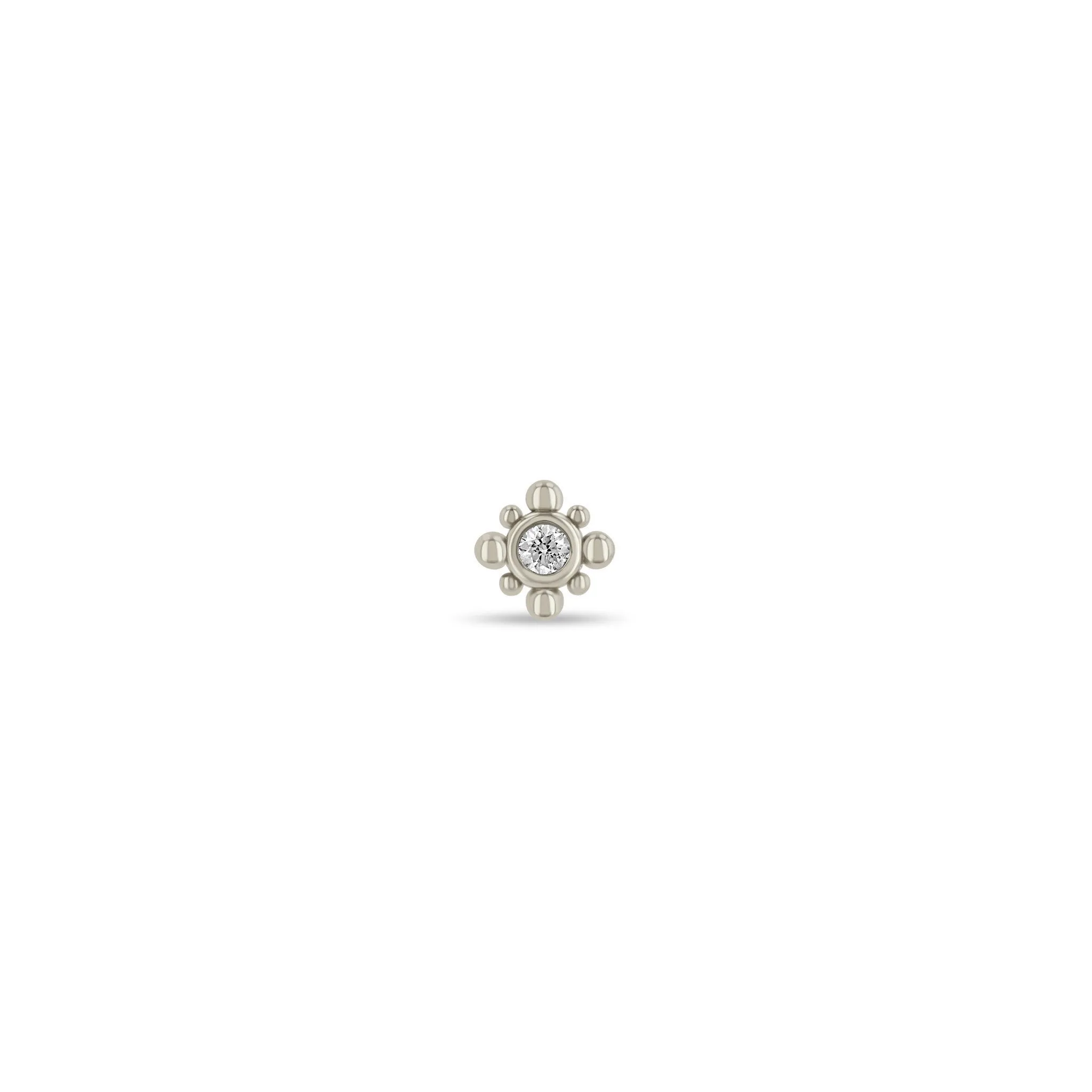 14k Tiny Bead Diamond Starburst Stud Earrings