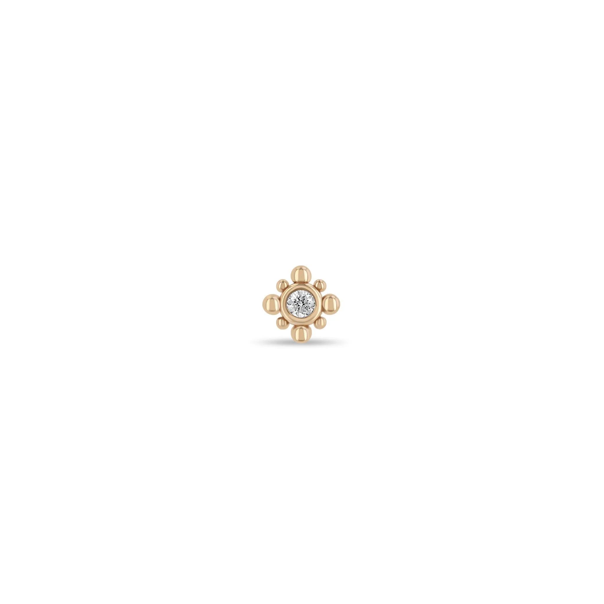 14k Tiny Bead Diamond Starburst Stud Earrings