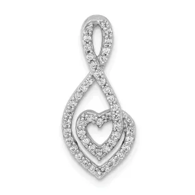 14k White Gold  0.236 CT Diamond Fancy Infinity and Heart Chain Slide Pendant