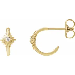 14K Yellow .03 CTW Natural Diamond 10 mm Starburst Hoop Earrings