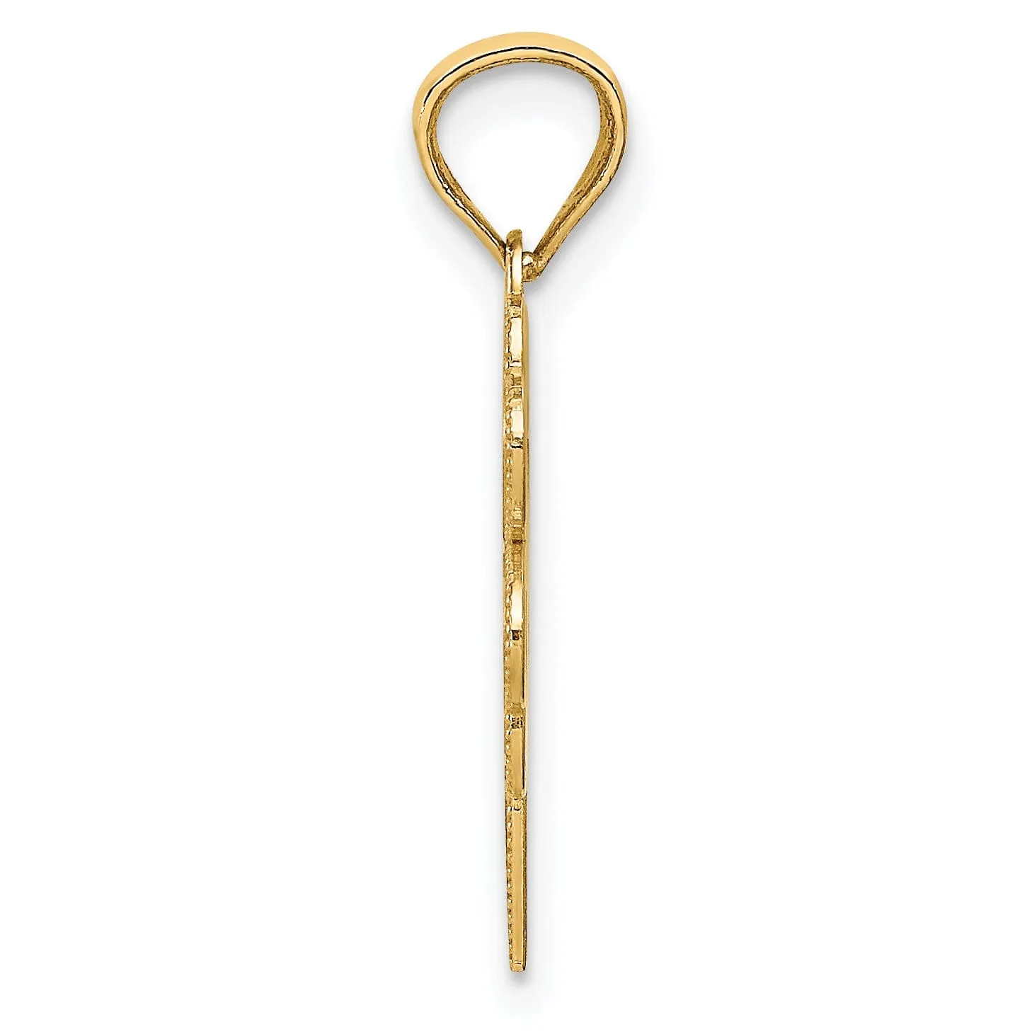 14k Yellow Gold Solid Polished Textured Diamond Cut Finish 4-Leaf Clover Design Charm Pendant