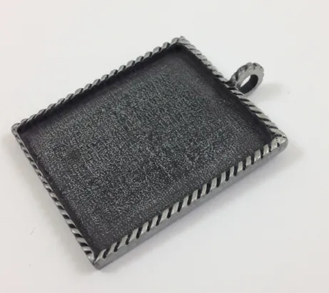 1.875x2.25in Pewter Rectangle Shaped Designer Pendant(Bezel) sold by the each