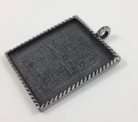 1.875x2.25in Pewter Rectangle Shaped Designer Pendant(Bezel) sold by the each