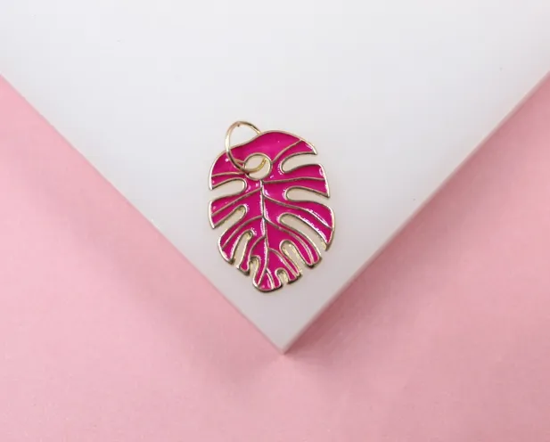 18K Gold Filled Enamel Colored Leaf Pendant Charm (A233)