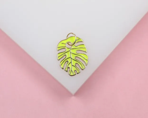 18K Gold Filled Enamel Colored Leaf Pendant Charm (A233)