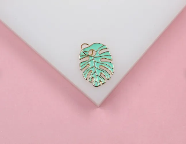 18K Gold Filled Enamel Colored Leaf Pendant Charm (A233)
