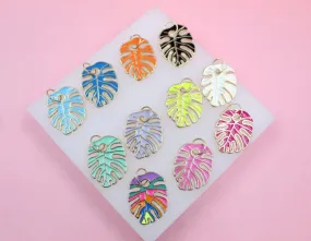 18K Gold Filled Enamel Colored Leaf Pendant Charm (A233)