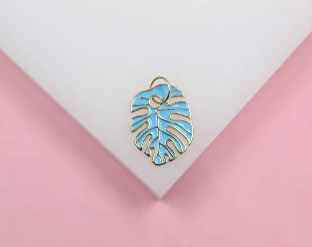 18K Gold Filled Enamel Colored Leaf Pendant Charm (A233)