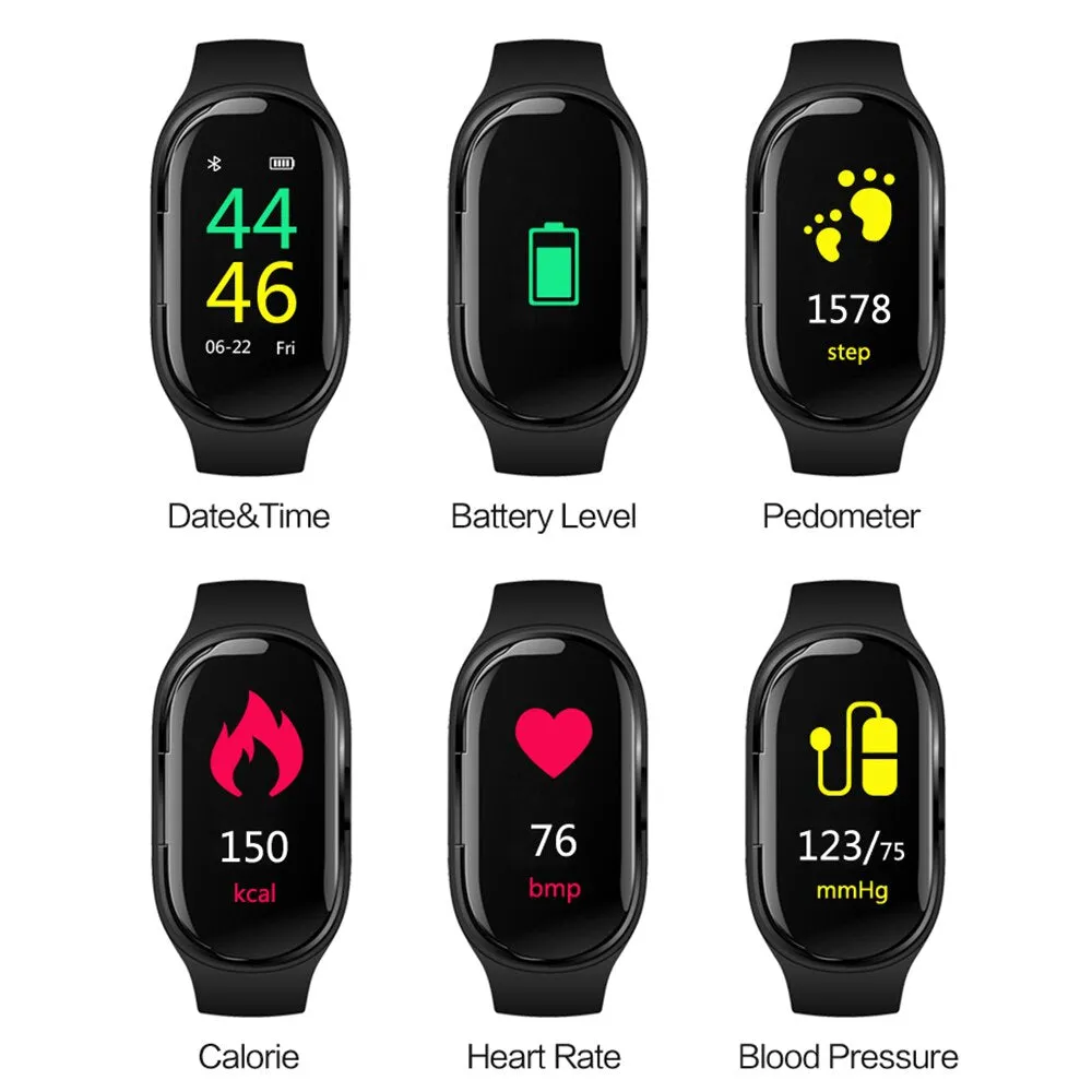 2020 New M1 Newest AI Smart Watch With Bluetooth Earphone Heart Rate Monitor Smart Wristband Long Time Standby Sport Watch Men