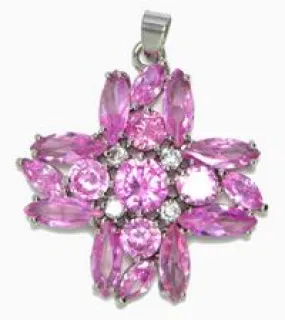 28x22mm Cubic Zirconia Crystal Cross Pendant, Rose,EA