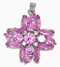 28x22mm Cubic Zirconia Crystal Cross Pendant, Rose,EA