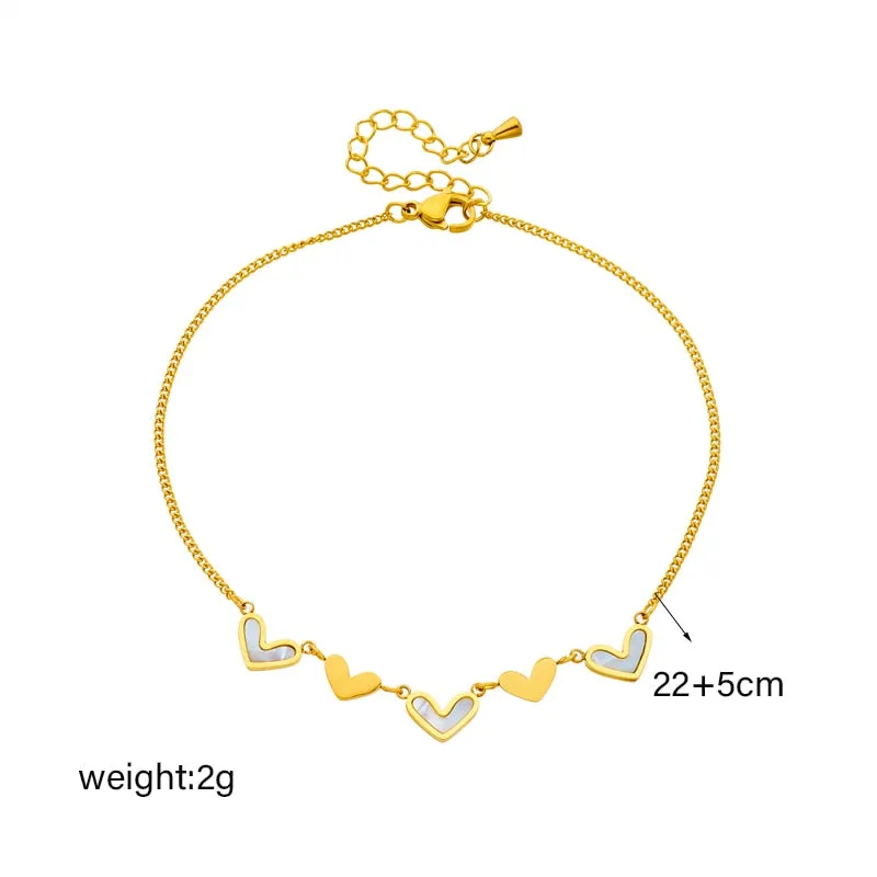316L Stainless Steel Heart Love Charm Anklets For Women