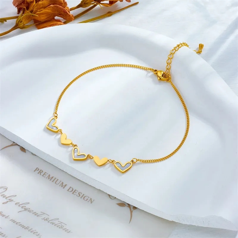 316L Stainless Steel Heart Love Charm Anklets For Women