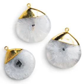 37x33mm Gold Leafed Solar Quartz Heart Pendant 1 Bead