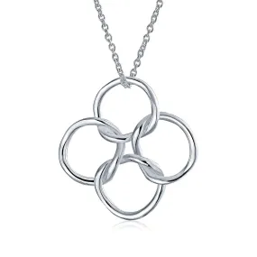 4 Geometric Interlocking Circles Pendant Necklace For Women For Teen 925 Sterling Silver