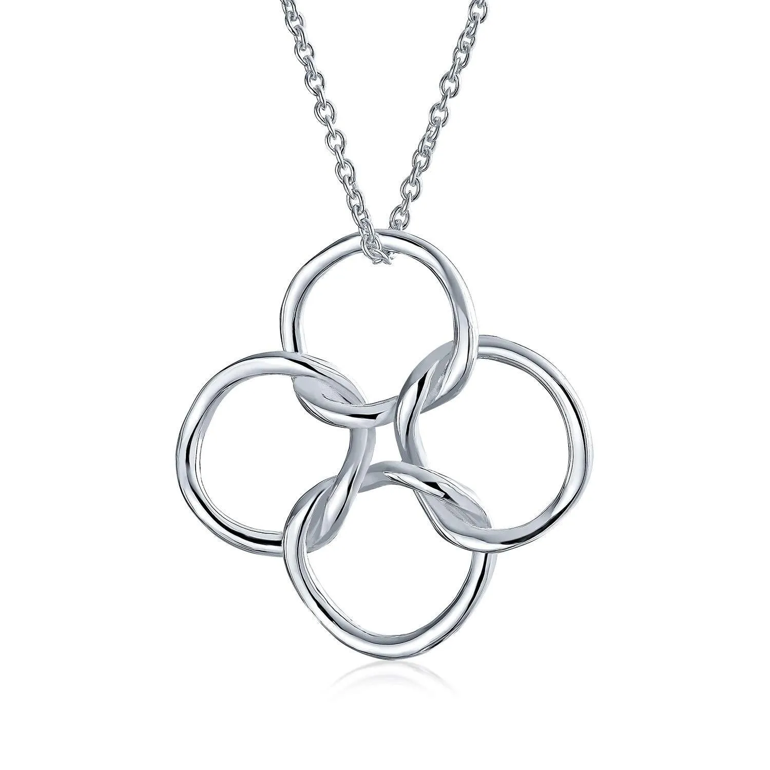 4 Geometric Interlocking Circles Pendant Necklace For Women For Teen 925 Sterling Silver
