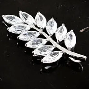 44x22mm CZ Silvertone Leaf Pendant ea
