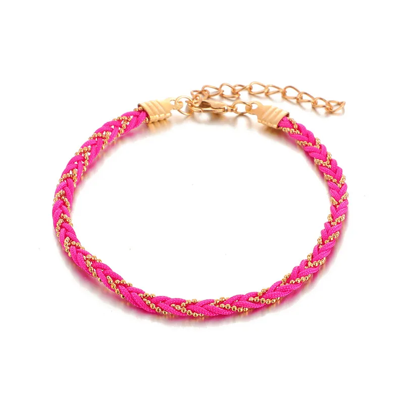 5pcs/sets Colorful Crystal Stone Tassel Anklets Bracelets for Women