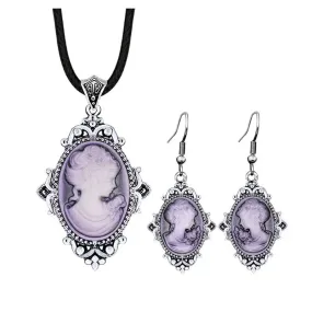 6 Colors Vintage Lady Queen Cameo Jewerly Sets For Women