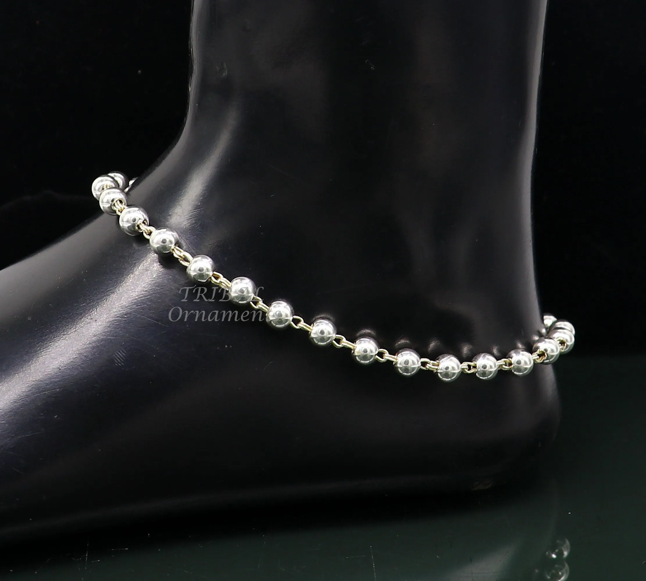 6mm 925 sterling silver beaded/ball chain anklet bracelet amazing light weight delicate anklets gorgeous belly dance silver jewelry ank536