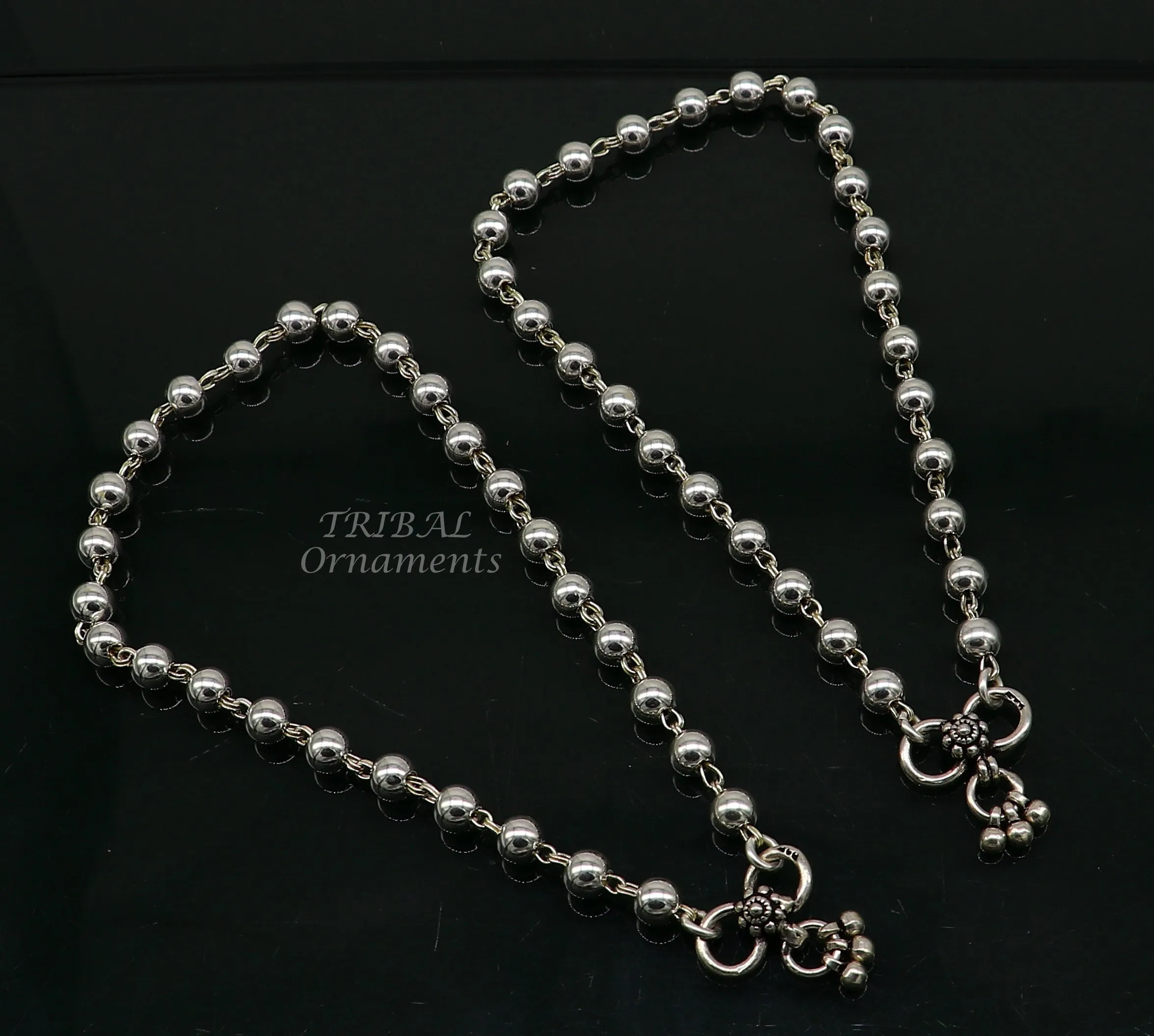 6mm 925 sterling silver beaded/ball chain anklet bracelet amazing light weight delicate anklets gorgeous belly dance silver jewelry ank536
