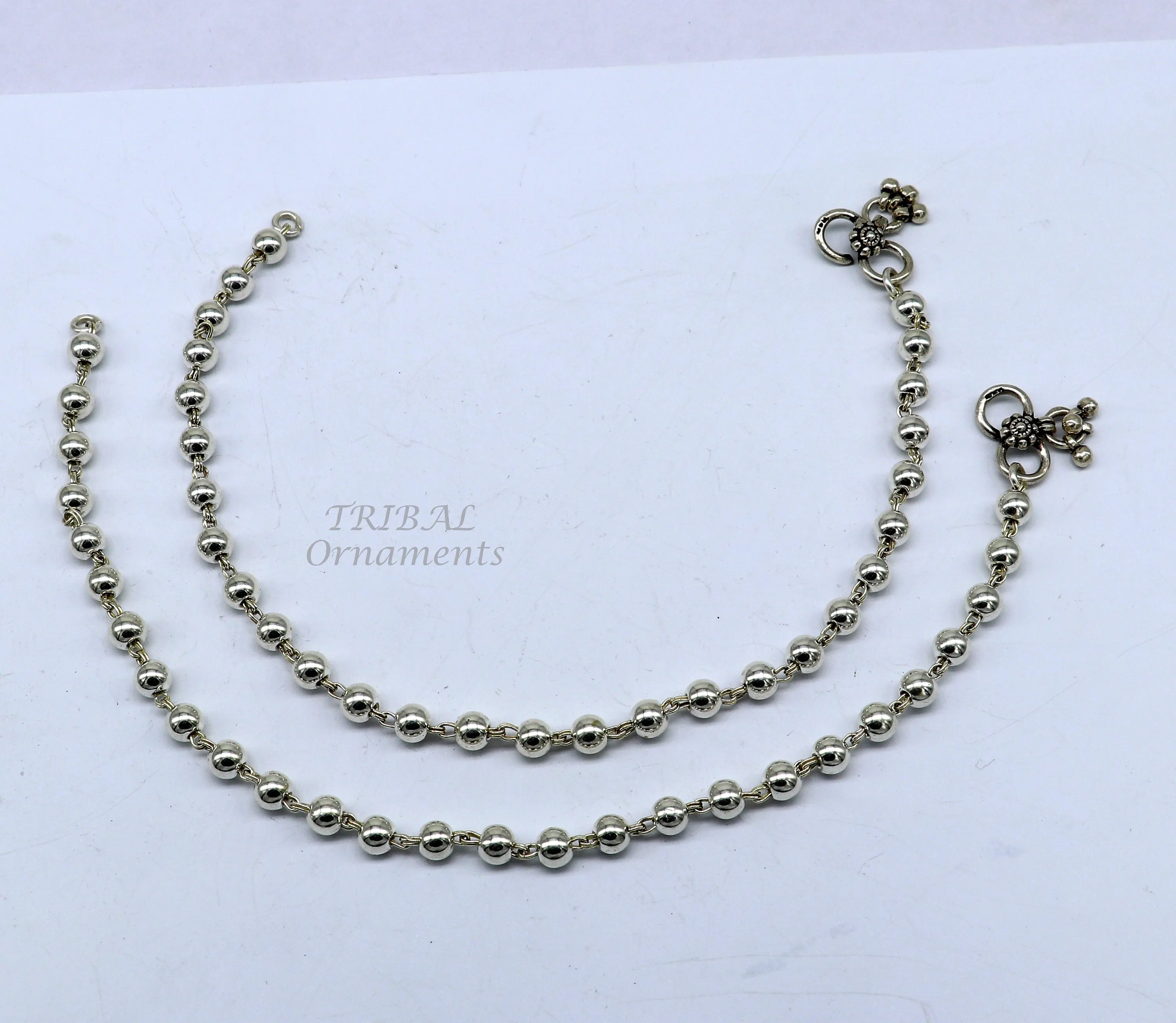 6mm 925 sterling silver beaded/ball chain anklet bracelet amazing light weight delicate anklets gorgeous belly dance silver jewelry ank536