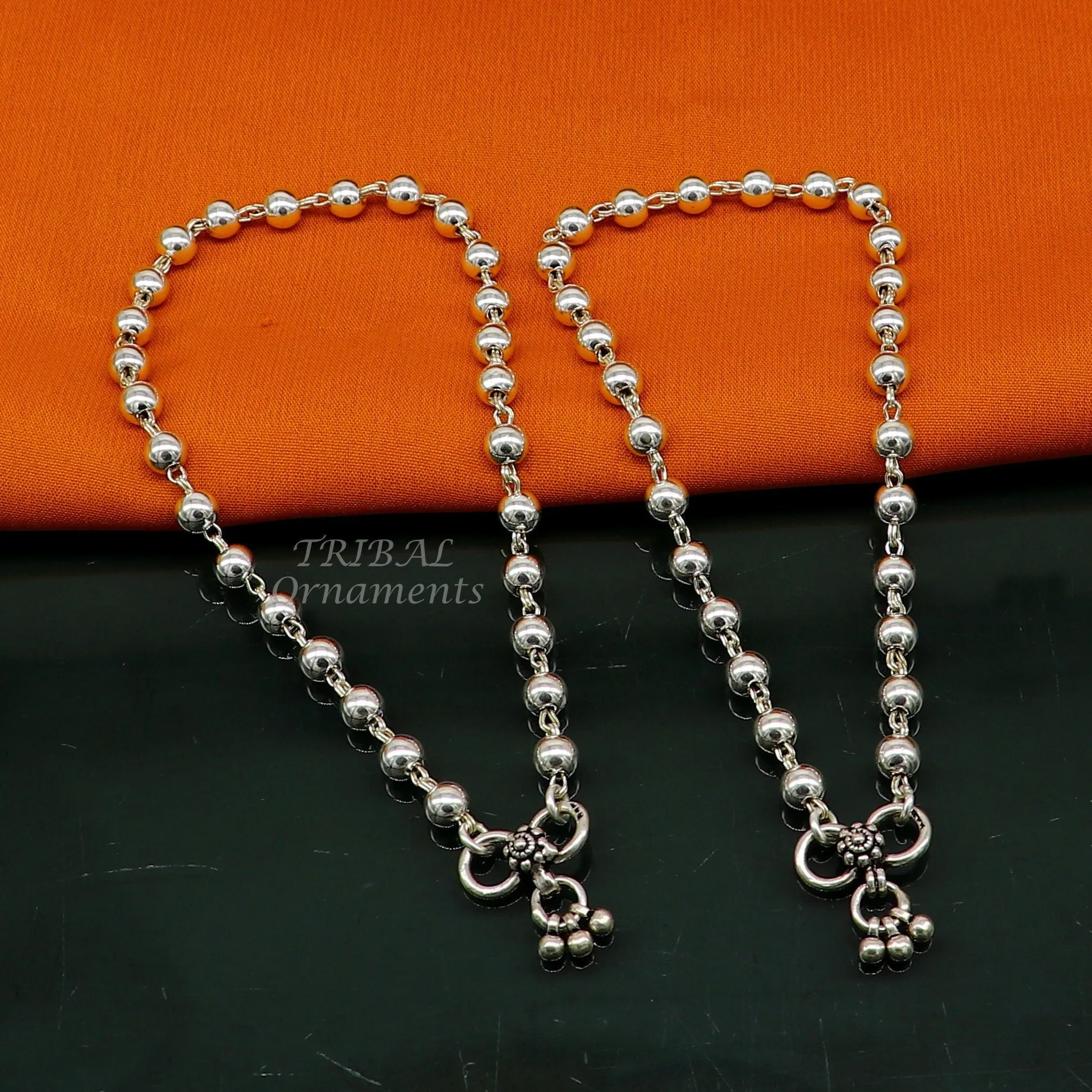 6mm 925 sterling silver beaded/ball chain anklet bracelet amazing light weight delicate anklets gorgeous belly dance silver jewelry ank536