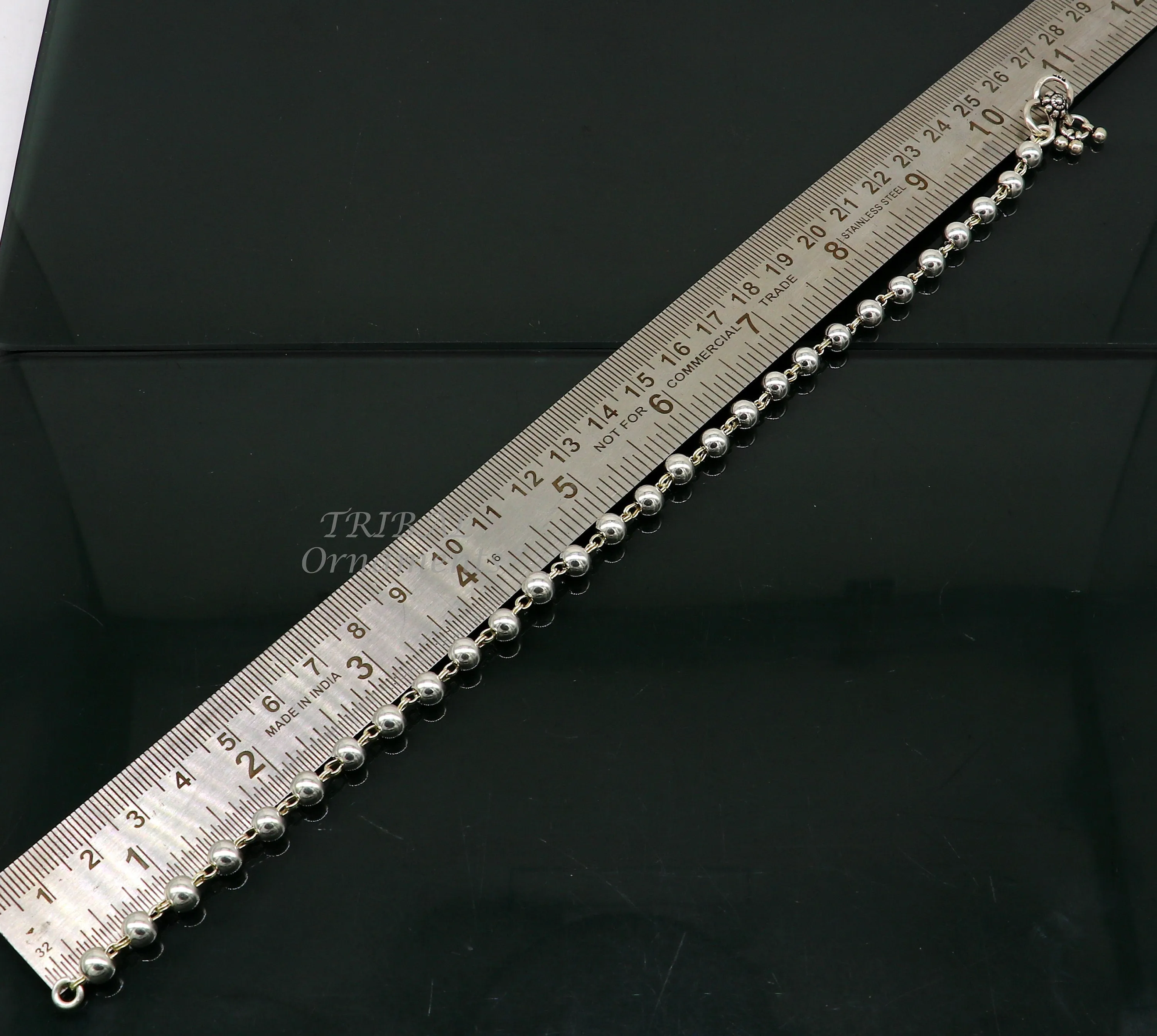6mm 925 sterling silver beaded/ball chain anklet bracelet amazing light weight delicate anklets gorgeous belly dance silver jewelry ank536