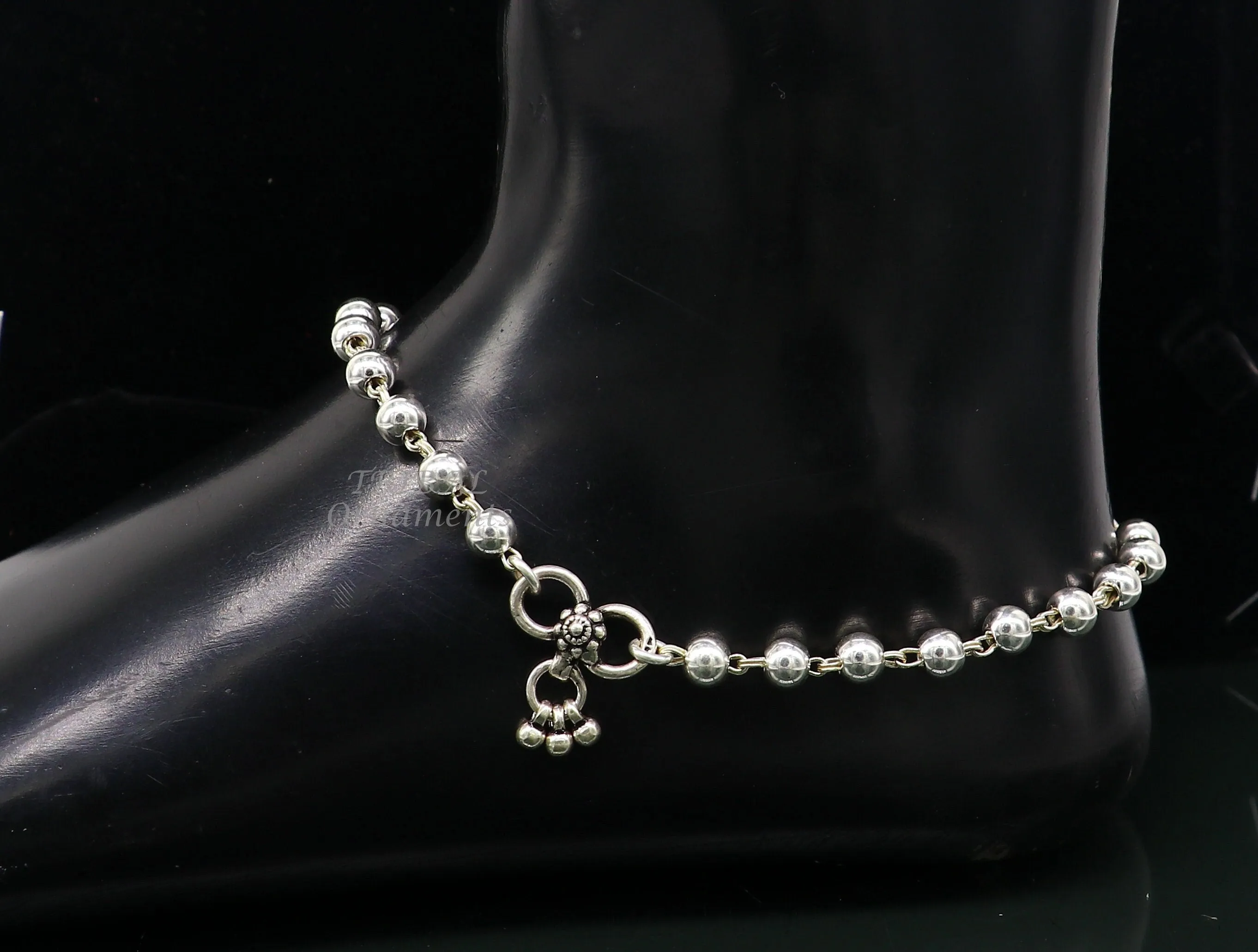 6mm 925 sterling silver beaded/ball chain anklet bracelet amazing light weight delicate anklets gorgeous belly dance silver jewelry ank536