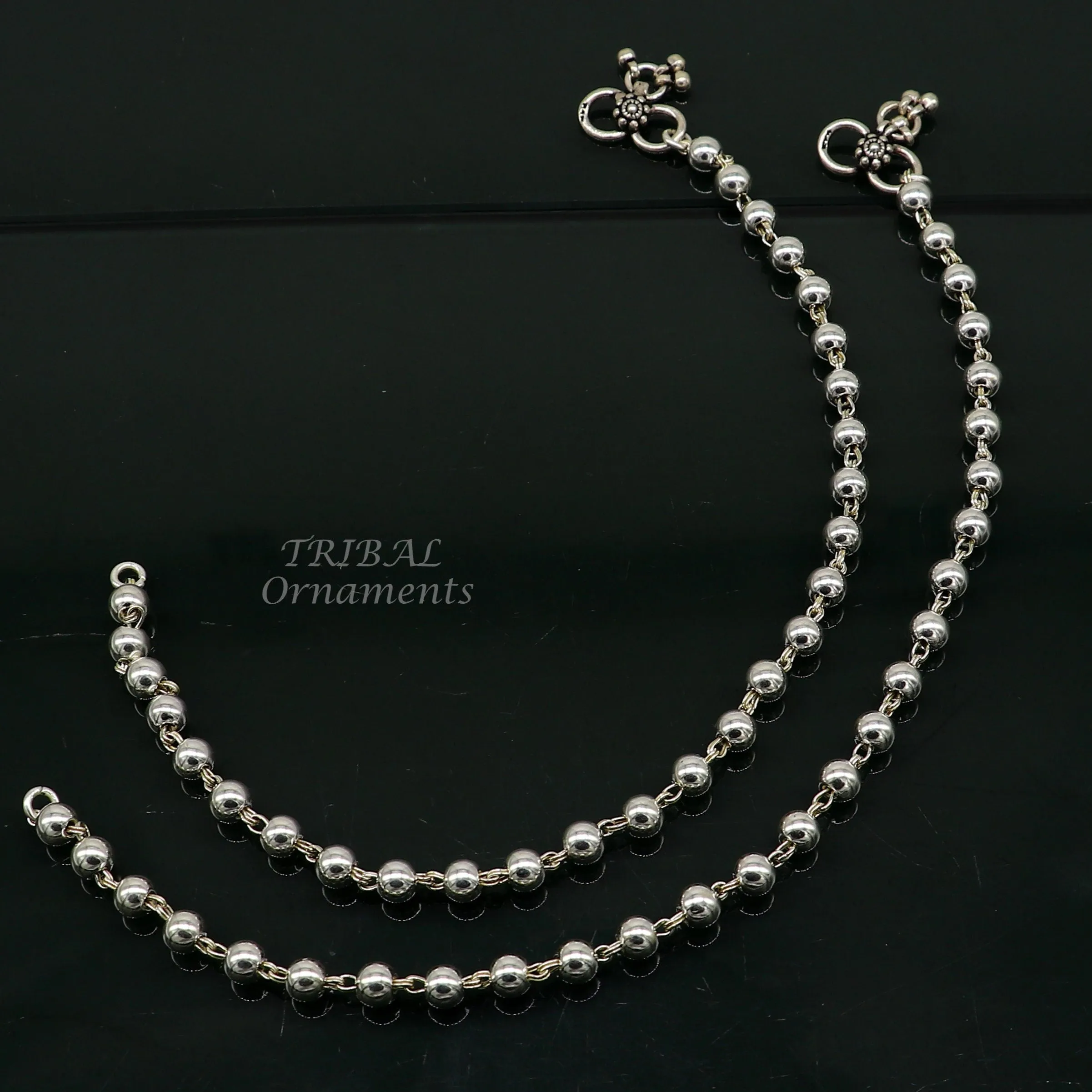 6mm 925 sterling silver beaded/ball chain anklet bracelet amazing light weight delicate anklets gorgeous belly dance silver jewelry ank536