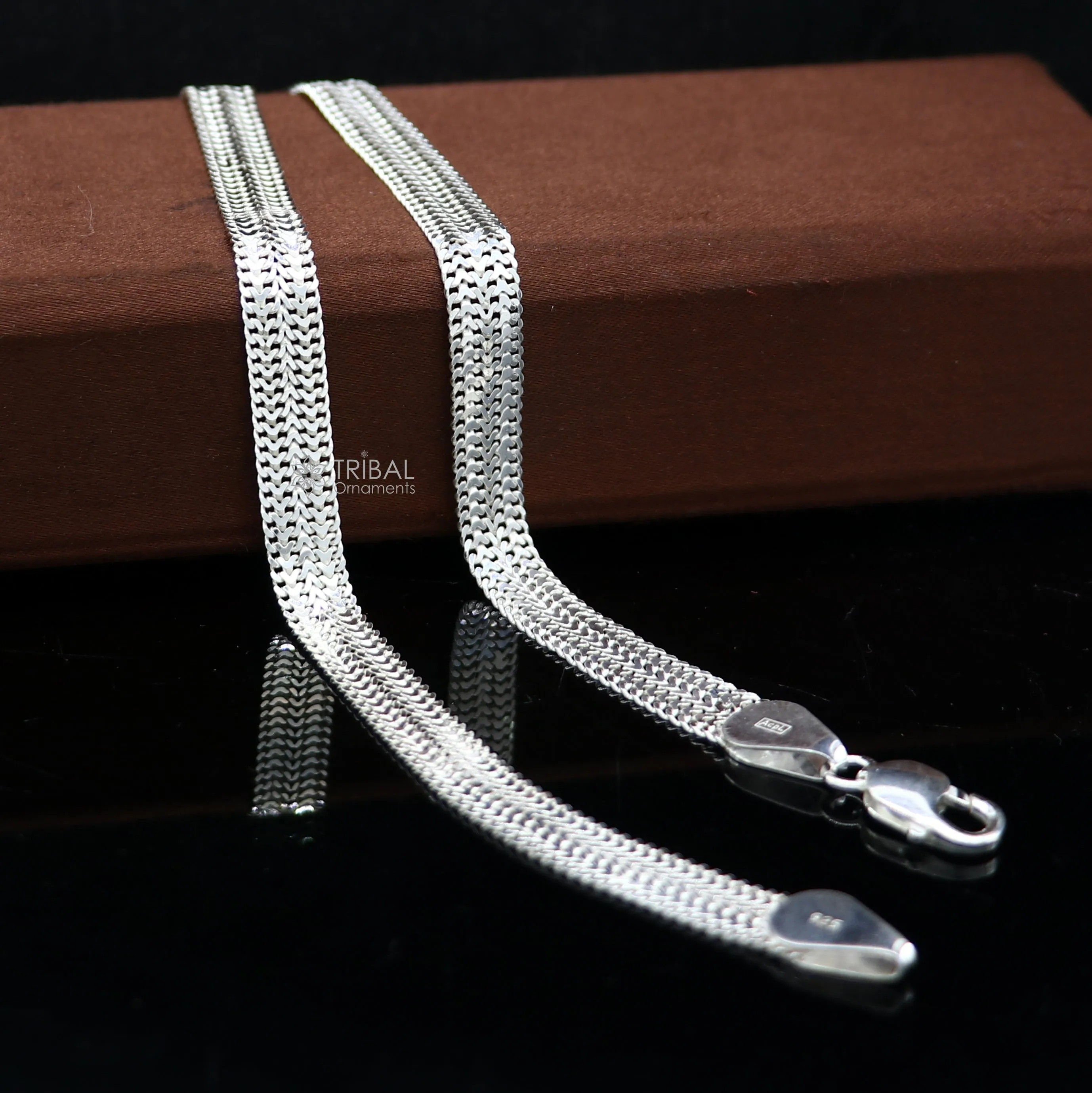 8mm 10.5" Long handmade 925 sterling silver amazing wheat chain design ankle bracelet, gift anklets customized belly dance jewelry ank610