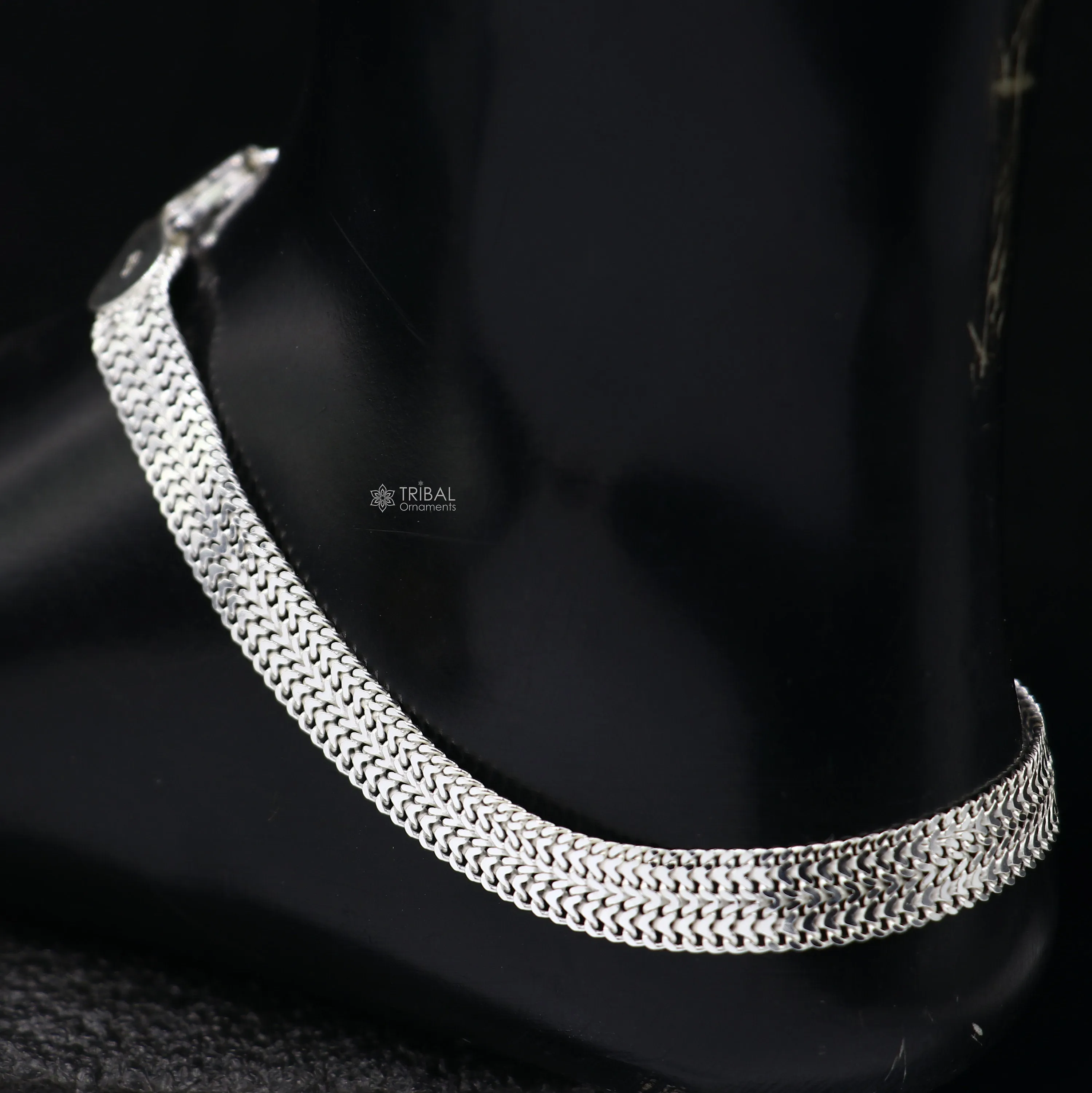 8mm 10.5" Long handmade 925 sterling silver amazing wheat chain design ankle bracelet, gift anklets customized belly dance jewelry ank610