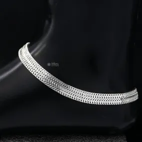 8mm 10.5" Long handmade 925 sterling silver amazing wheat chain design ankle bracelet, gift anklets customized belly dance jewelry ank610