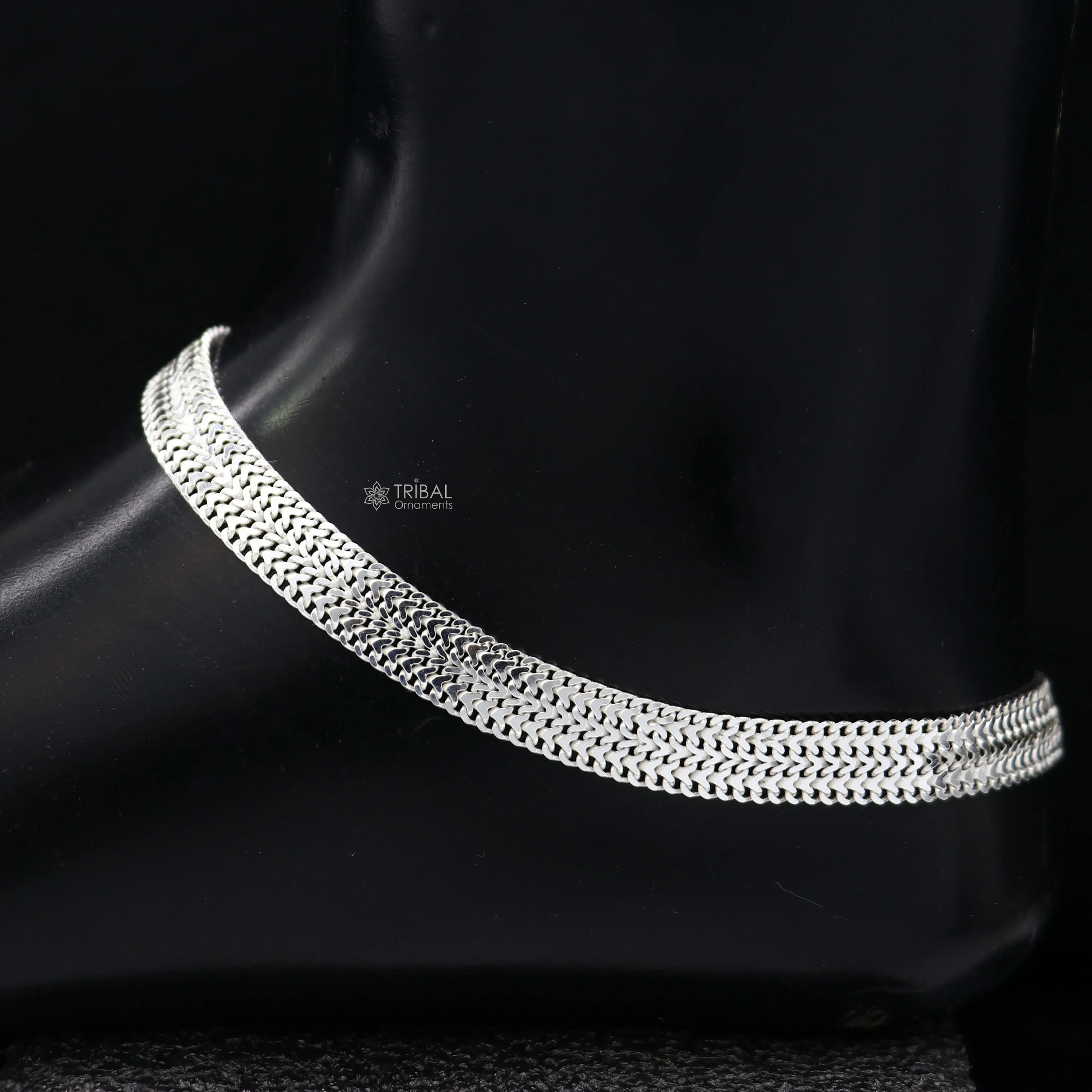 8mm 10.5" Long handmade 925 sterling silver amazing wheat chain design ankle bracelet, gift anklets customized belly dance jewelry ank610