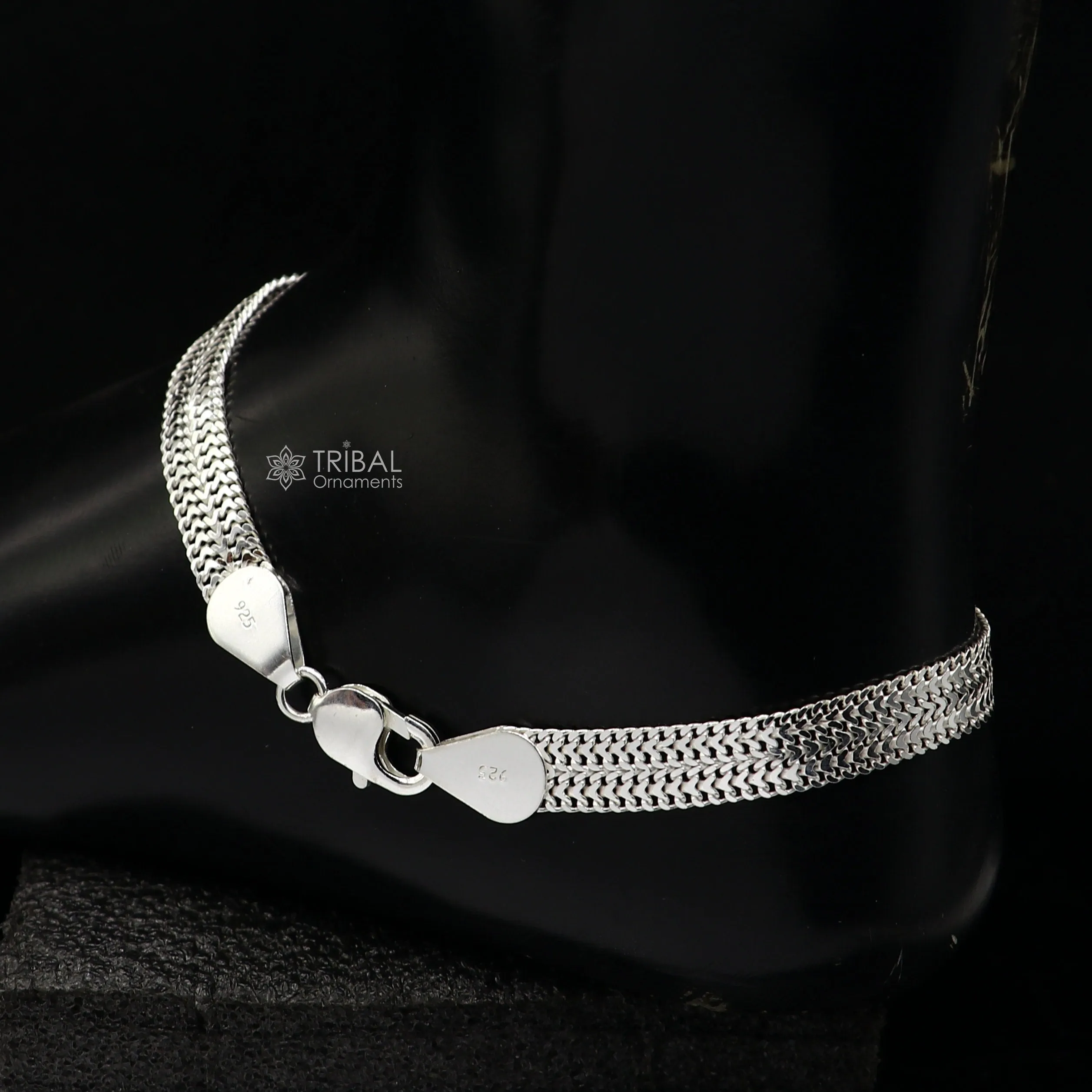 8mm 10.5" Long handmade 925 sterling silver amazing wheat chain design ankle bracelet, gift anklets customized belly dance jewelry ank610