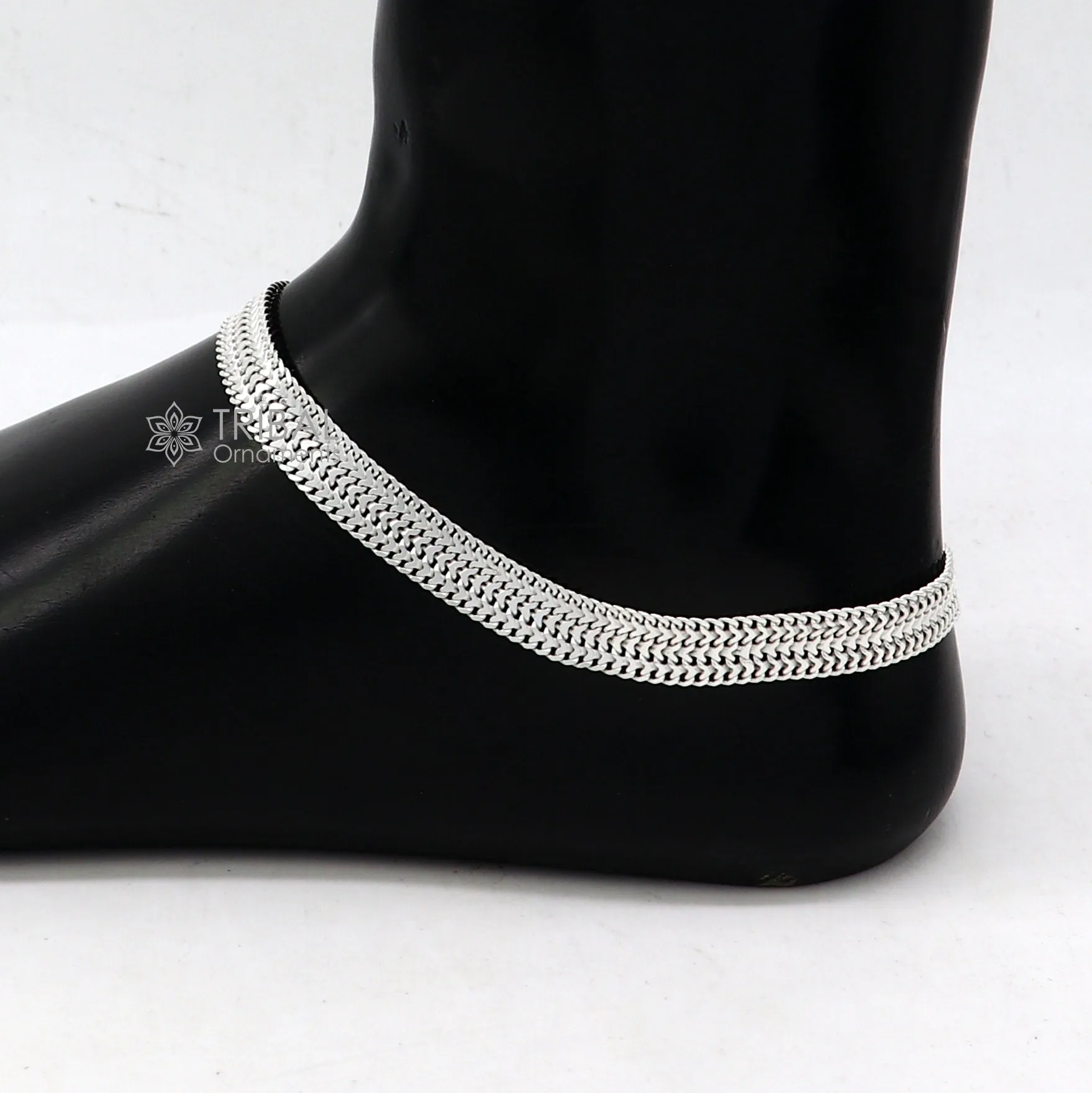 8mm 10.5" Long handmade 925 sterling silver amazing wheat chain design ankle bracelet, gift anklets customized belly dance jewelry ank610