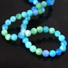 8mm Faceted Round Multi Blue Quartz Beads, 16in strand