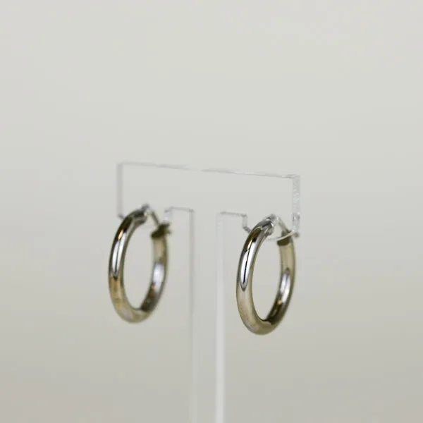 9ct White Gold Chunky Medium 20mm Hoop Earrings