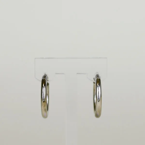 9ct White Gold Chunky Medium 20mm Hoop Earrings