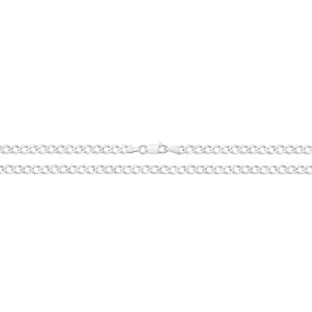9CT WHITE GOLD FLAT CURB BEVELLED CHAIN